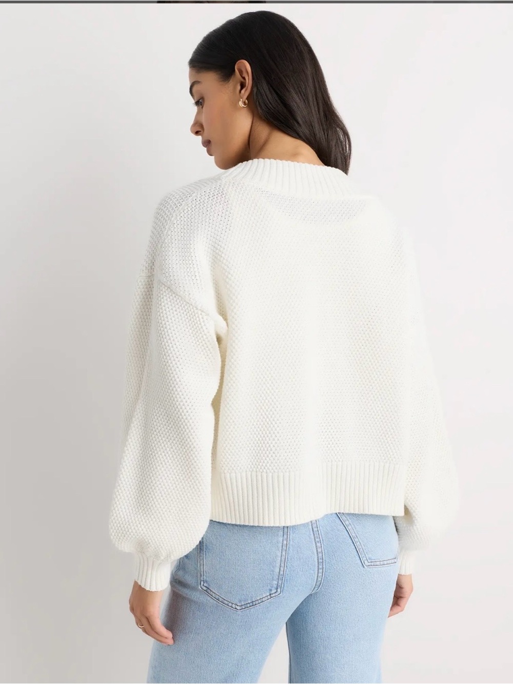 NWT Quince Ivory Waffle Stitch Open-Front Knit Cardigan 100% Organic Cotton S - Picture 3 of 13